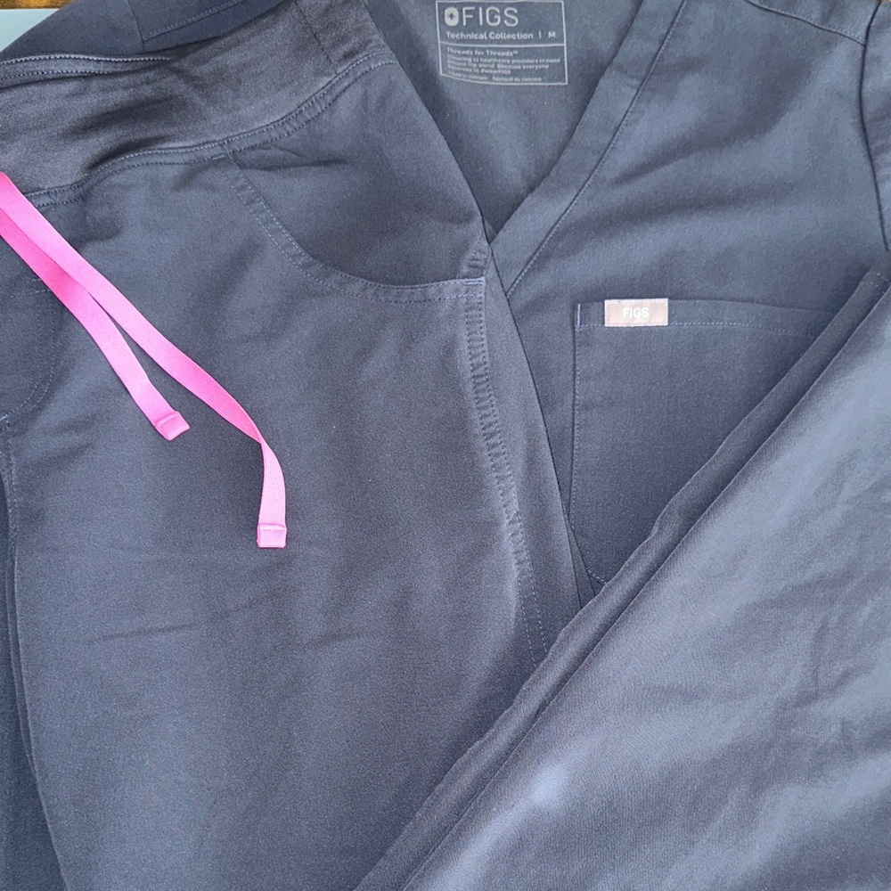 Figs Women’s Night Sky Scrub Set. One Pocket Top, Kade Cargo Pants.